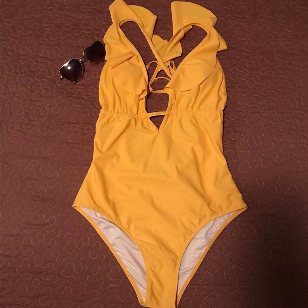 Yellow one piece bikini